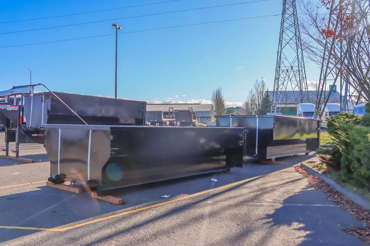 Roll-off dumpster ready for waste disposal at job site for 6 Yard Dumpster Rental in Lacey
